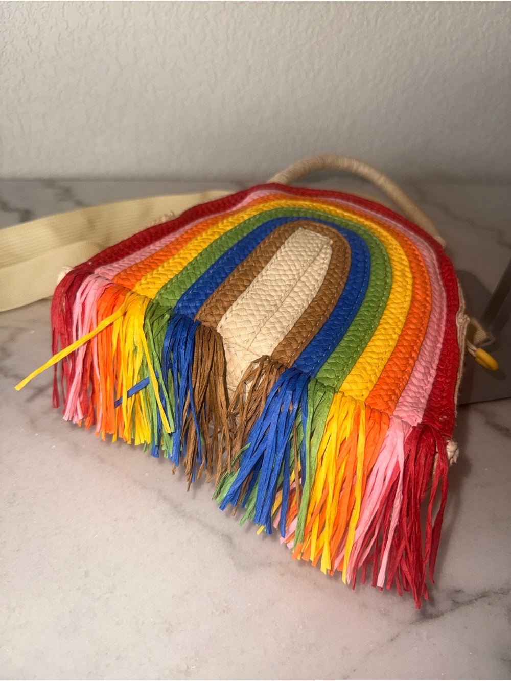 Rainbow Fringe Woven Mini Tote Bag-NWOT!! 🌈⛱️ - Picture 5 of 9